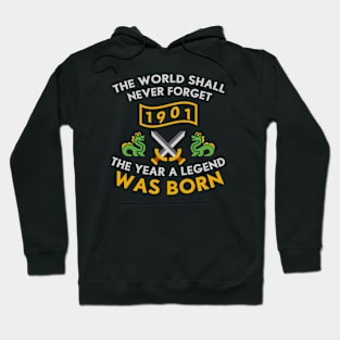 1901 The Year A Legend Was Born Dragons and Swords Design Hoodie